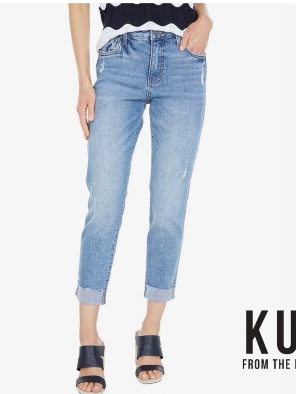 KUT From The Kloth Catherine Distressed Boyfriend Jeans Raw Cuff 2